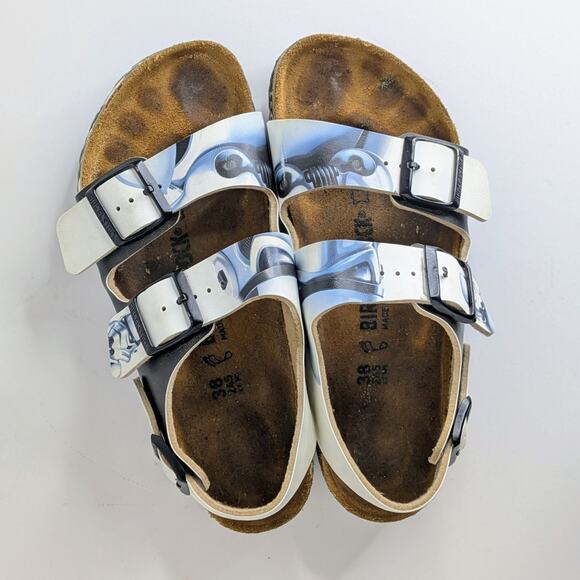 Birkenstock Sandals Milano Star Wars EU 38 White Black Storm Trooper Leather - Picture 11 of 15